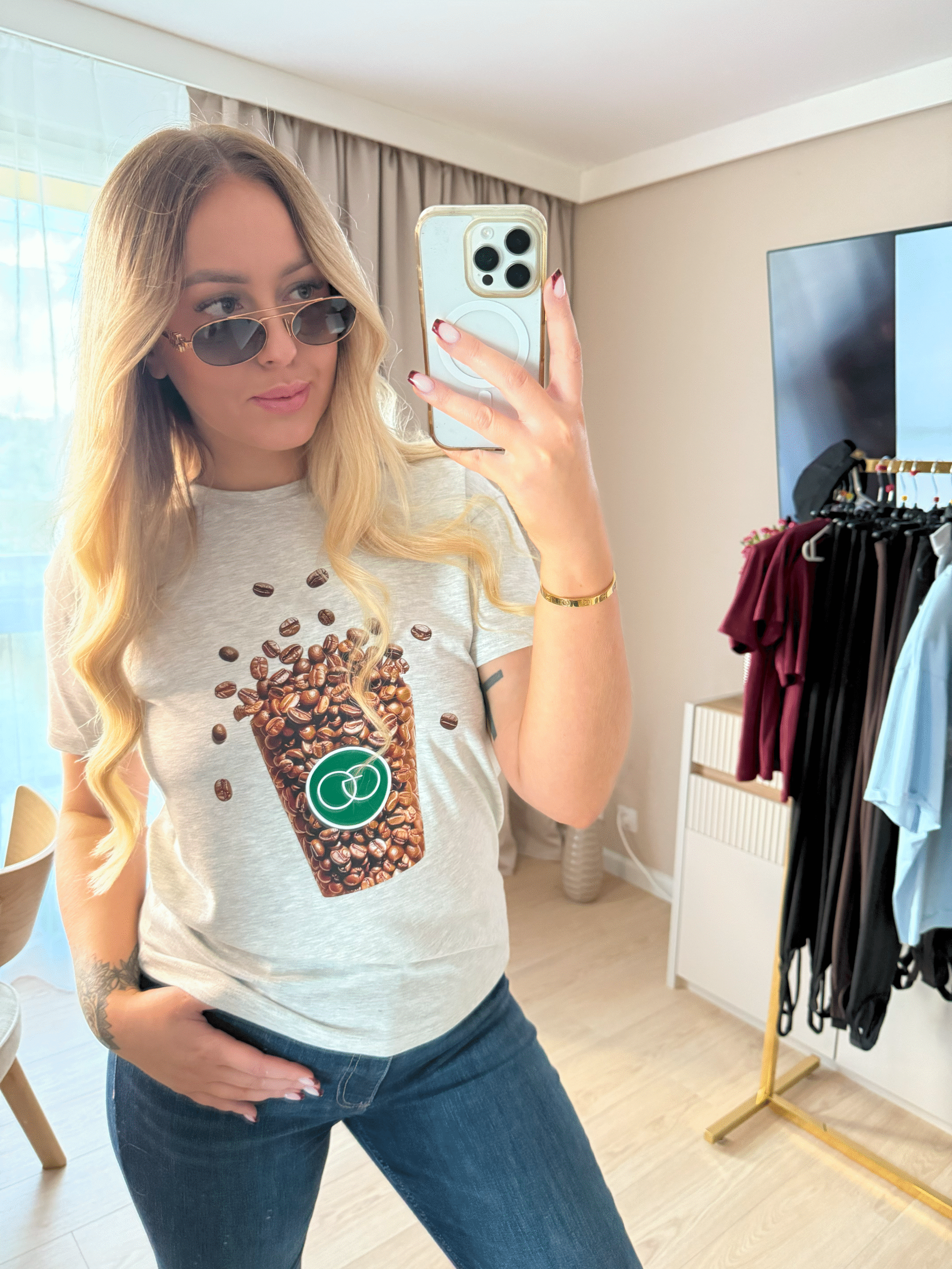 T-SHIRT COFFEE szary - obrazek 3